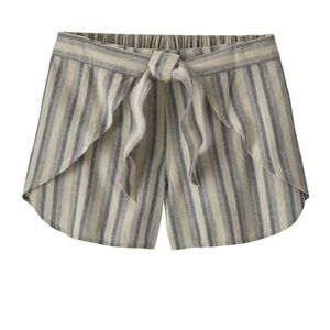 Patagonia Women's Garden Island Wrap Tie Shorts Blue Striped Size XL